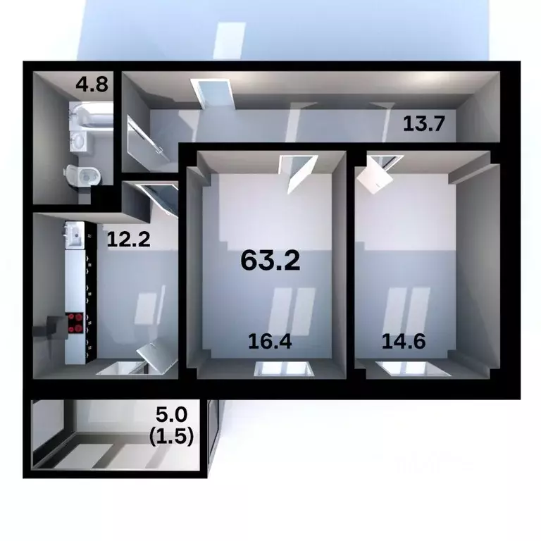 2-к кв. Псковская область, Псков Пароменская ул., 28 (63.2 м) - Фото 1