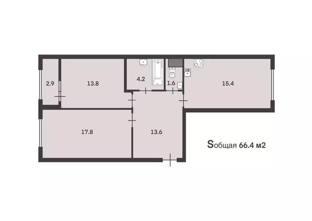 2-к кв. Санкт-Петербург ул. Парфеновская, 7к1 (66.4 м) - Фото 2