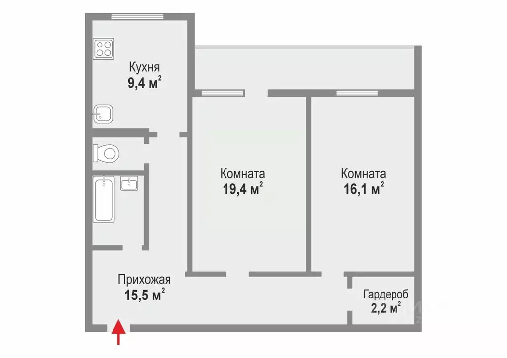 2-к кв. Свердловская область, Екатеринбург ул. Чекистов, 7 (67.6 м) - Фото 2