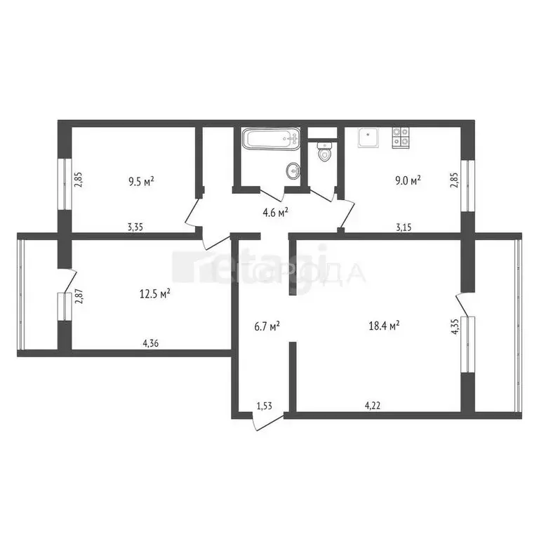 3-комнатная квартира: Новосибирск, Широкая улица, 111 (65 м) - Фото 0