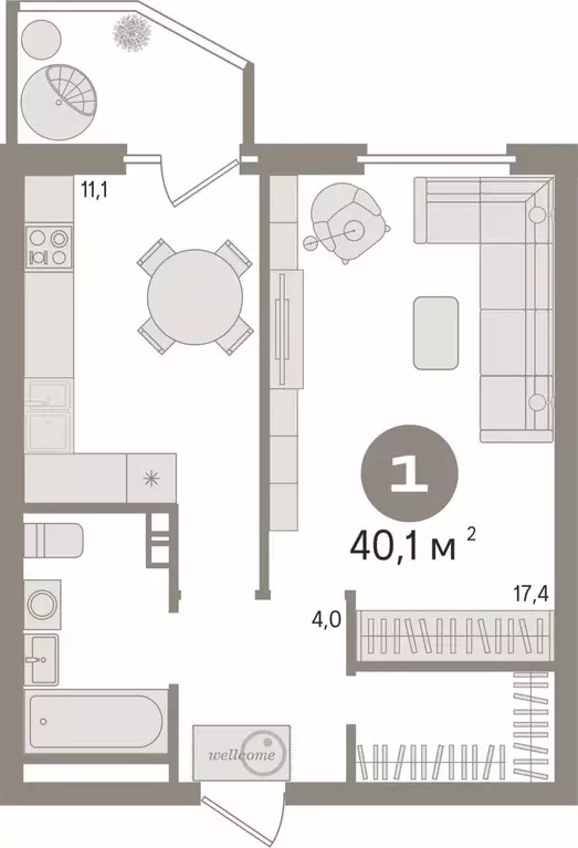 Продаётся 1-к квартира, 40.1 м - Фото 0