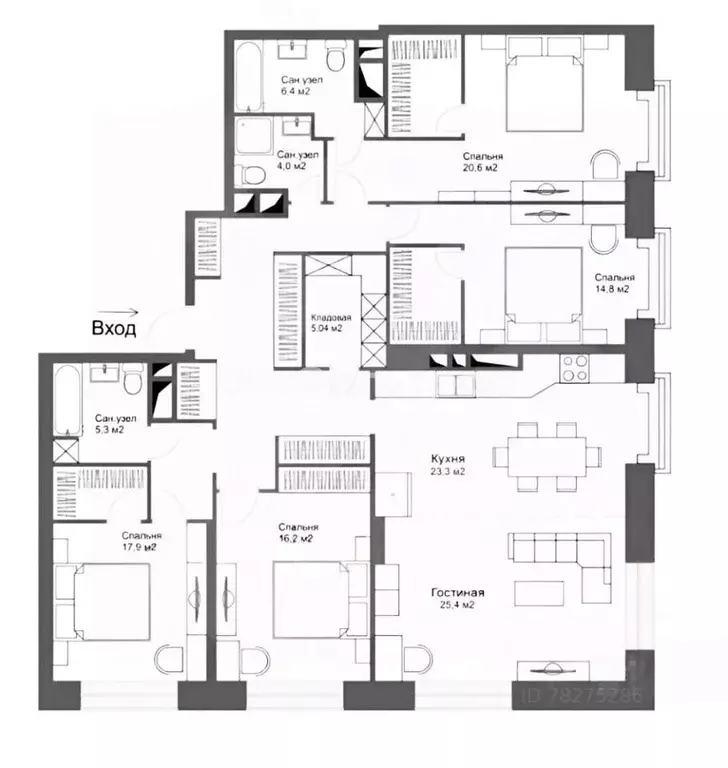 5-к кв. Москва Верхняя ул., 20к1 (180.0 м) - Фото 2