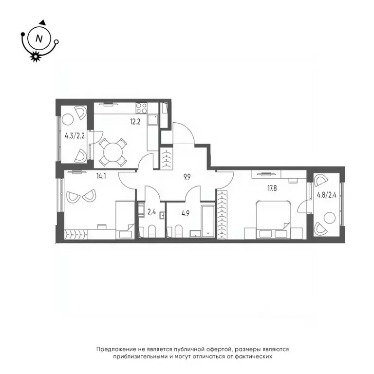 2-к кв. Омская область, Омск Зеленая река мкр, 13 (65.9 м) - Фото 0