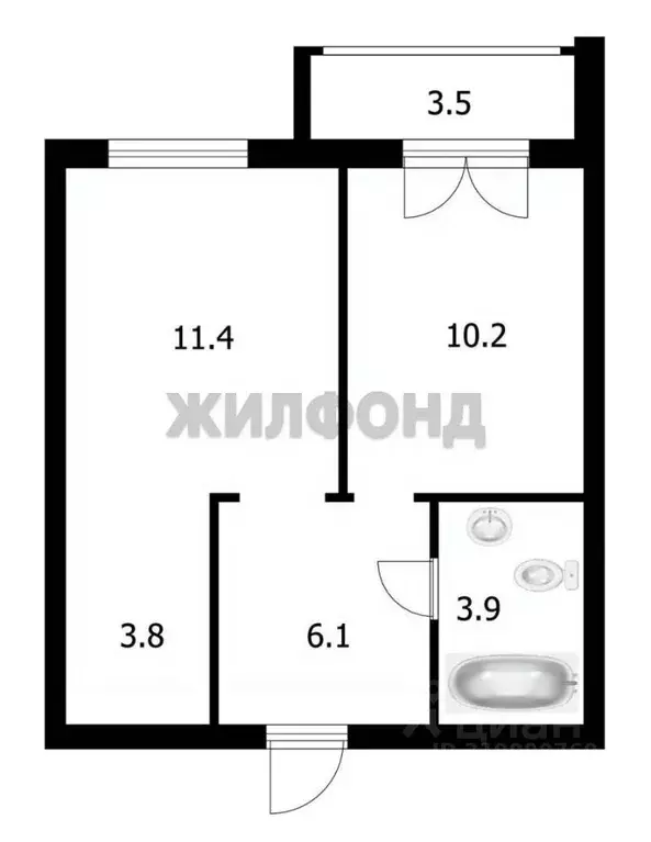 1-к кв. Новосибирская область, Новосибирск Кубовая ул., 96/4 (35.4 м) - Фото 1