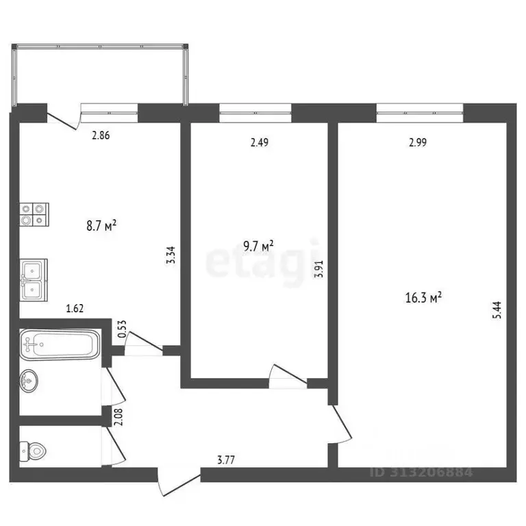 2-к кв. Ярославская область, Ярославль Житейская ул., 3 (44.6 м) - Фото 1