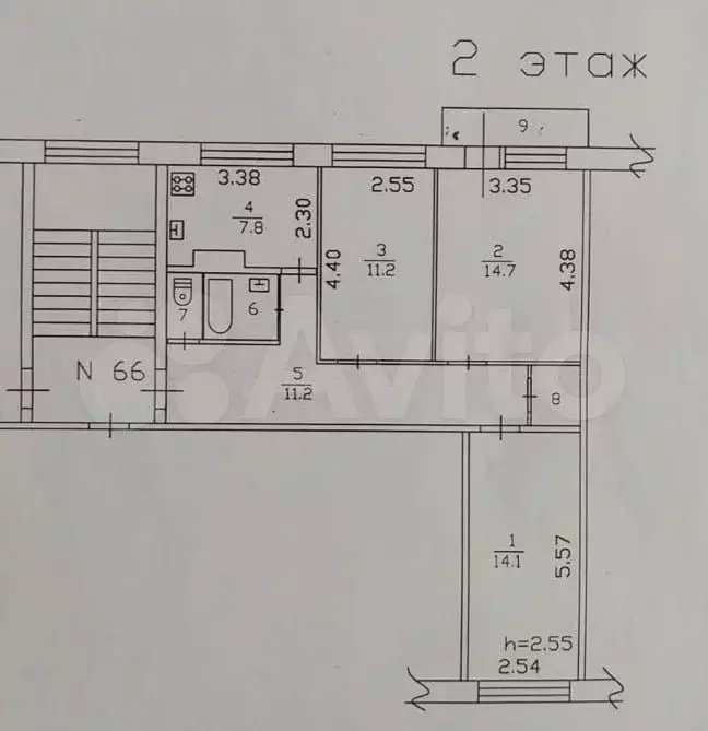 3-к. квартира, 64,1 м, 2/5 эт. - Фото 1