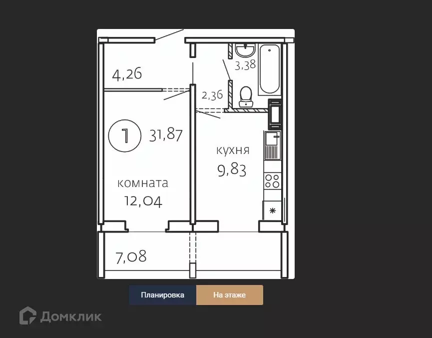 Продаётся 1-к квартира, 32 м - Фото 1
