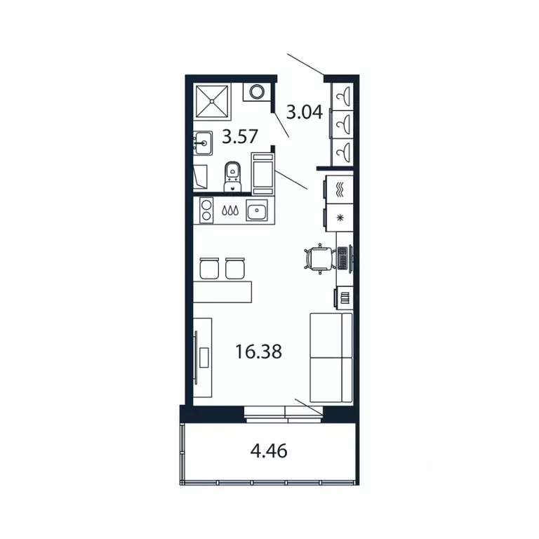 Студия Ленинградская область, Мурино Всеволожский район, просп. ... - Фото 1