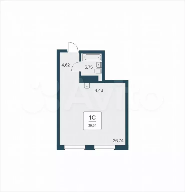 Апартаменты-студия, 39,5 м, 16/25 эт. - Фото 0