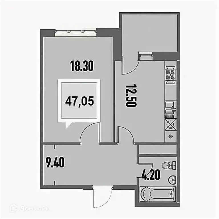 Продаётся 1-к квартира, 47.15 м - Фото 0