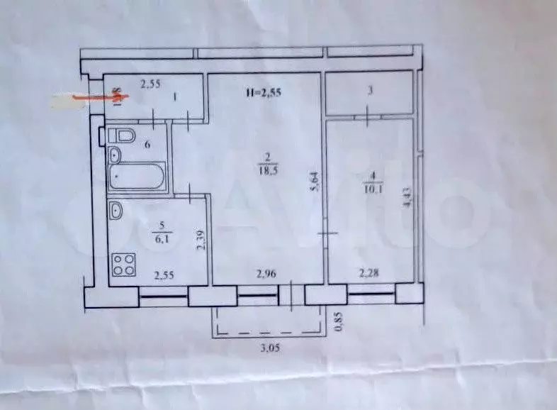 2-к. квартира, 44,2 м, 4/5 эт. - Фото 0