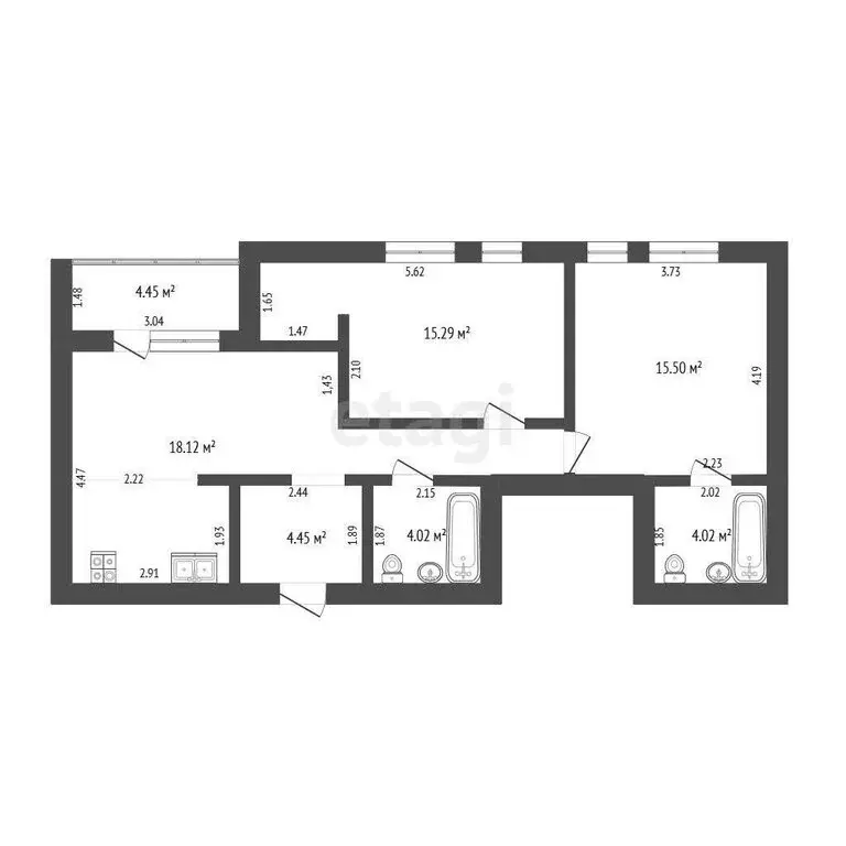 2-комнатная квартира: Тюмень, улица Пожарных и Спасателей, 5 (66 м) - Фото 0