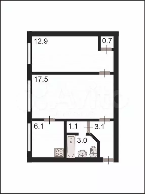 2-к. квартира, 44,4 м, 1/5 эт. - Фото 0