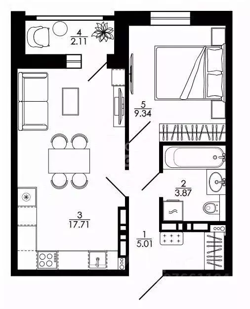 1-к кв. Липецкая область, Липецк просп. Победы, 99 (38.11 м) - Фото 1