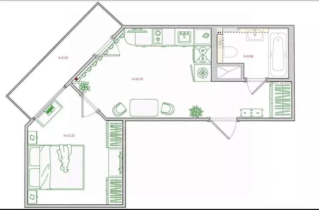 1-к кв. Санкт-Петербург Богатырский просп., 2А (39.0 м) - Фото 2