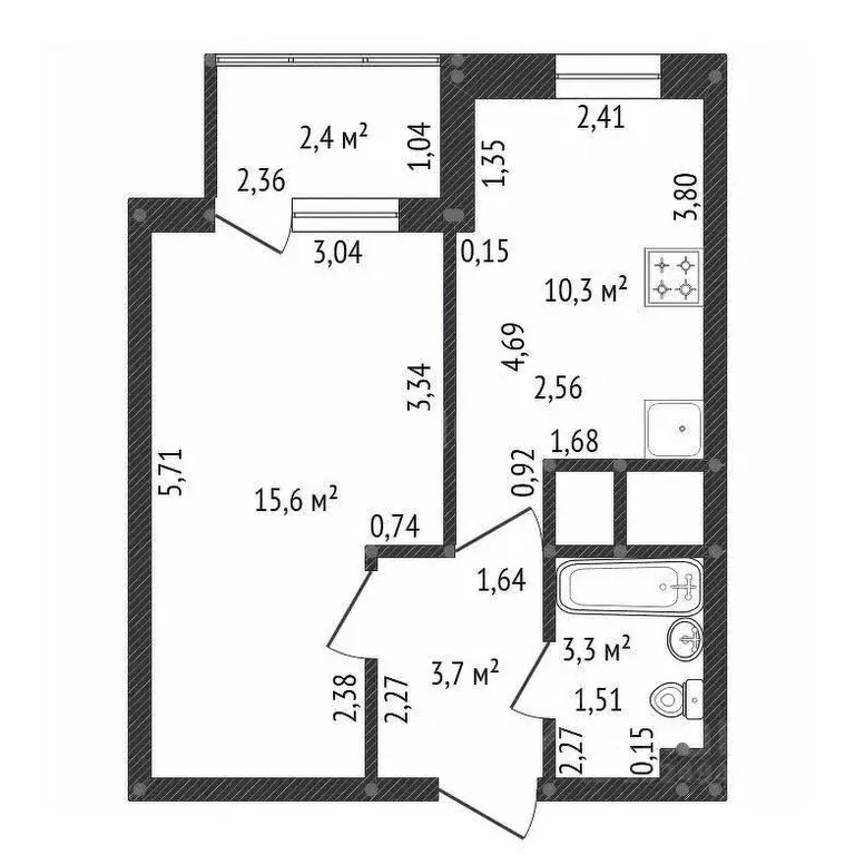 1-к кв. Башкортостан, Уфа Лесной проезд, 3/2 (35.3 м) - Фото 2