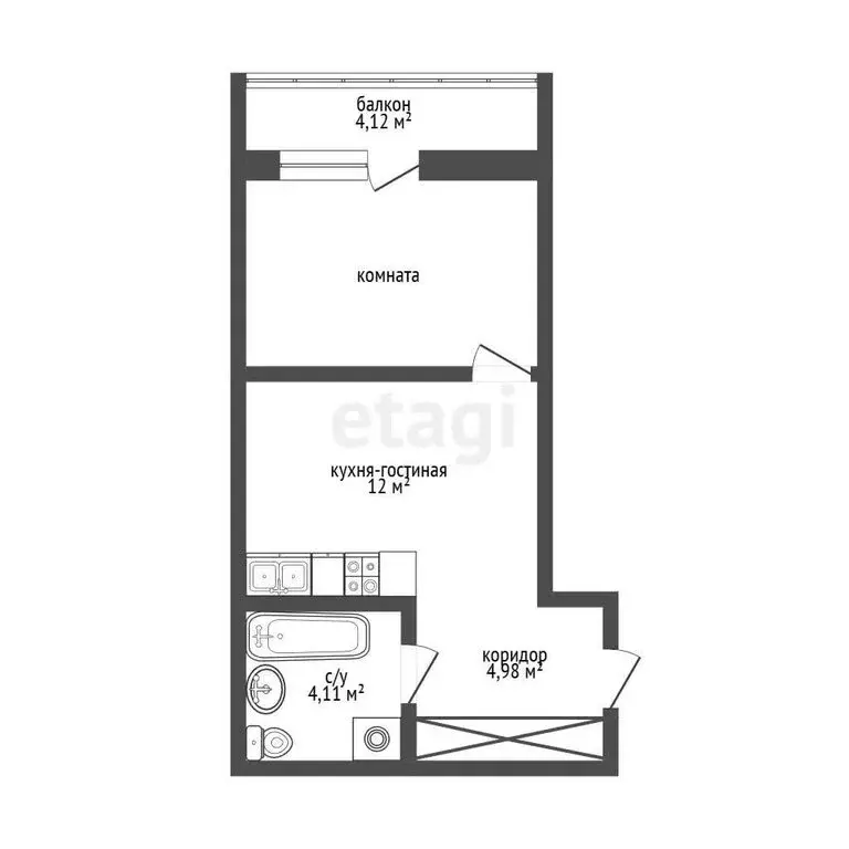 1-комнатная квартира: Иркутск, улица Пушкина, 11 (29.1 м) - Фото 1