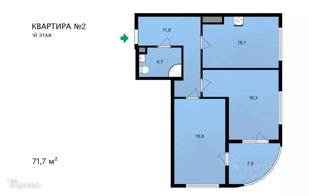 2-к кв. Крым, Ялта ул. Щорса, 10В (71.7 м) - Фото 2