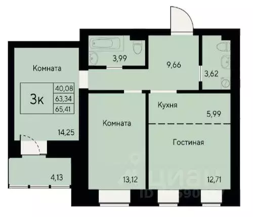 3-к кв. Красноярский край, Красноярск ул. Елены Стасовой, 80 (65.41 м) - Фото 0