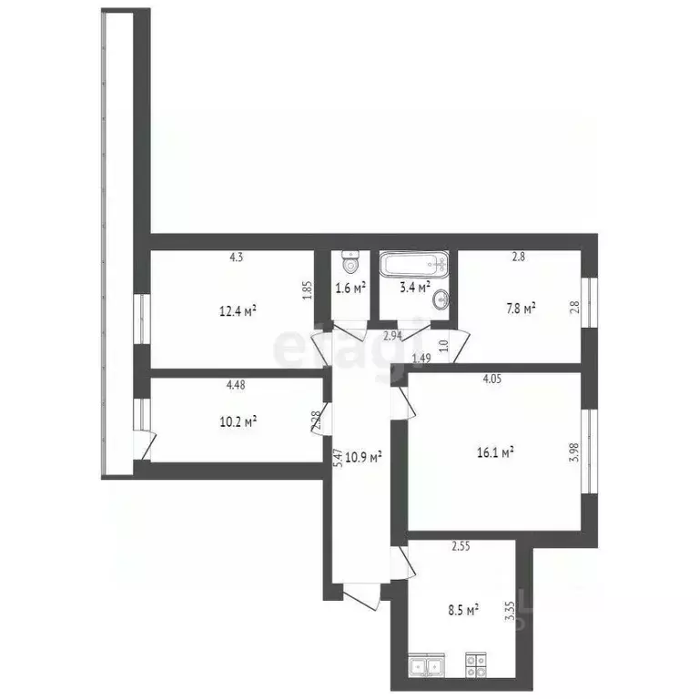 4-к кв. Ростовская область, Таганрог Заводская ул., 3 (70.4 м) - Фото 2