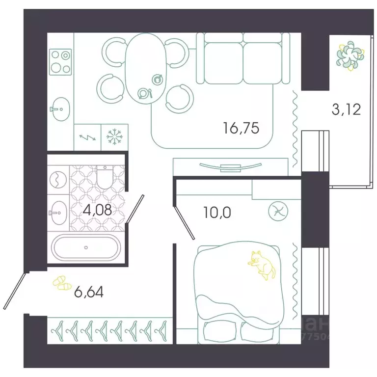 1-к кв. Пензенская область, Пенза Колышлейская ул., 7 (39.91 м) - Фото 1