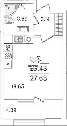 1-к кв. Санкт-Петербург Полюстровский просп., 75 (27.68 м) - Фото 0