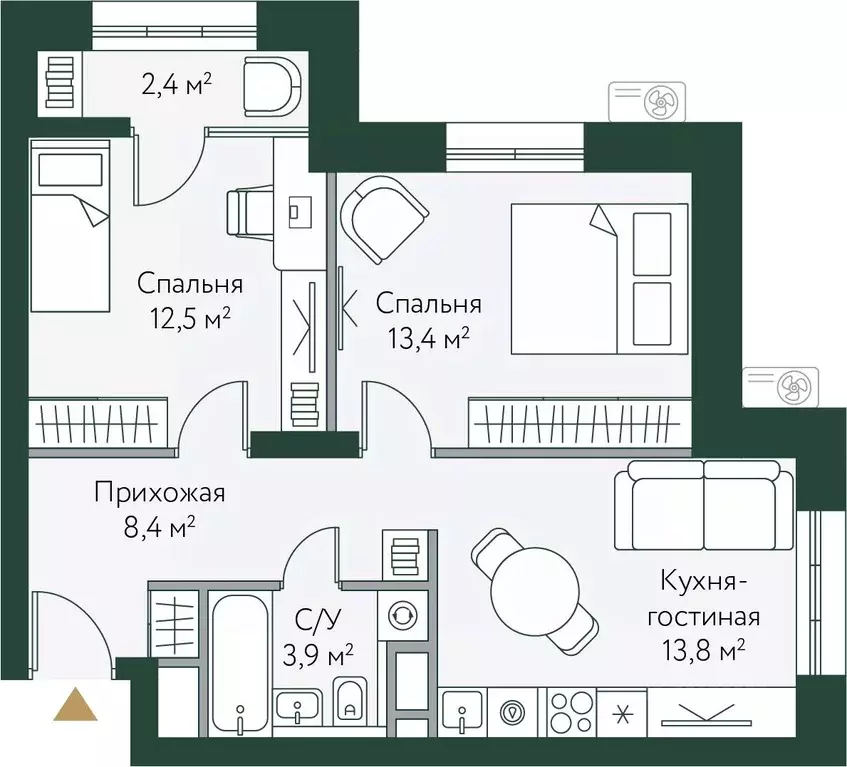2-к кв. Волгоградская область, Волгоград Новосибирская ул., 74 (54.4 ... - Фото 0