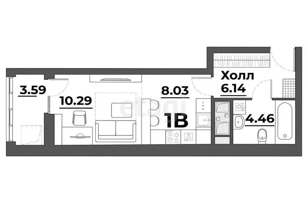 Квартира-студия: Пенза, улица Лозицкой, 1А (28.9 м) - Фото 0