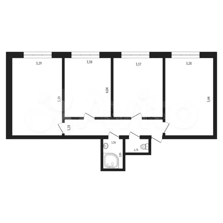3-к. квартира, 86,4 м, 3/5 эт. - Фото 0