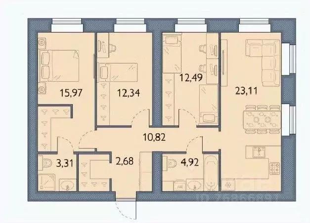 3-к кв. Брянская область, Брянский район, пос. Мичуринский, ... - Фото 1