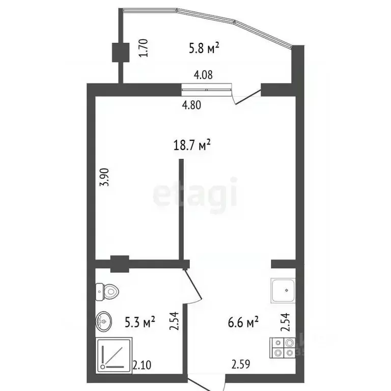 Студия Крым, Ялта муниципальный округ, Гурзуф пгт ул. Ялтинская, 14Ак3 ... - Фото 2