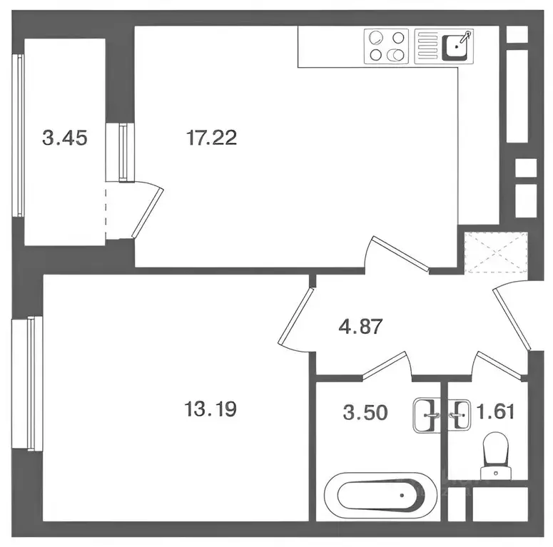 1-к кв. Москва Ты и я жилой комплекс, к1 (41.7 м) - Фото 2