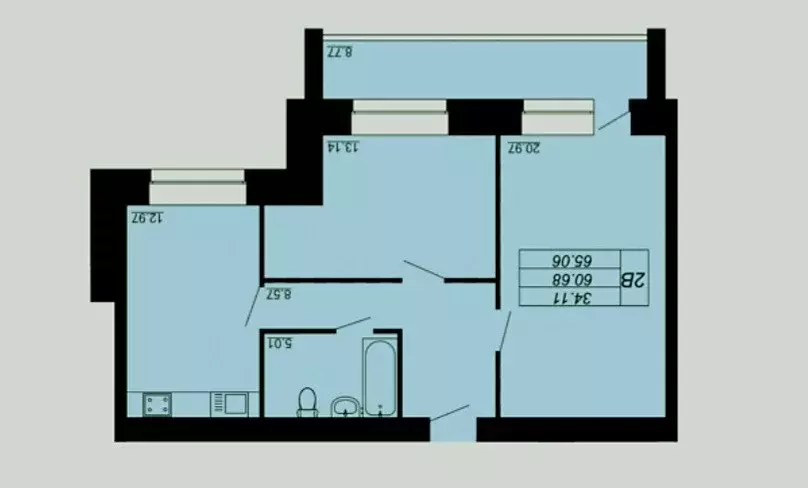 Продаётся 2-к квартира, 66 м - Фото 1