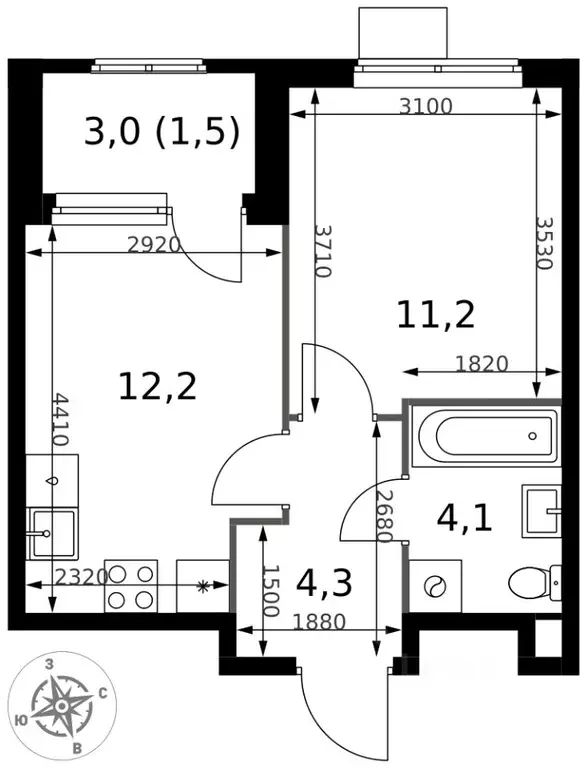 1-к кв. Московская область, Химки Клязьма-Старбеево мкр, Международный ... - Фото 1