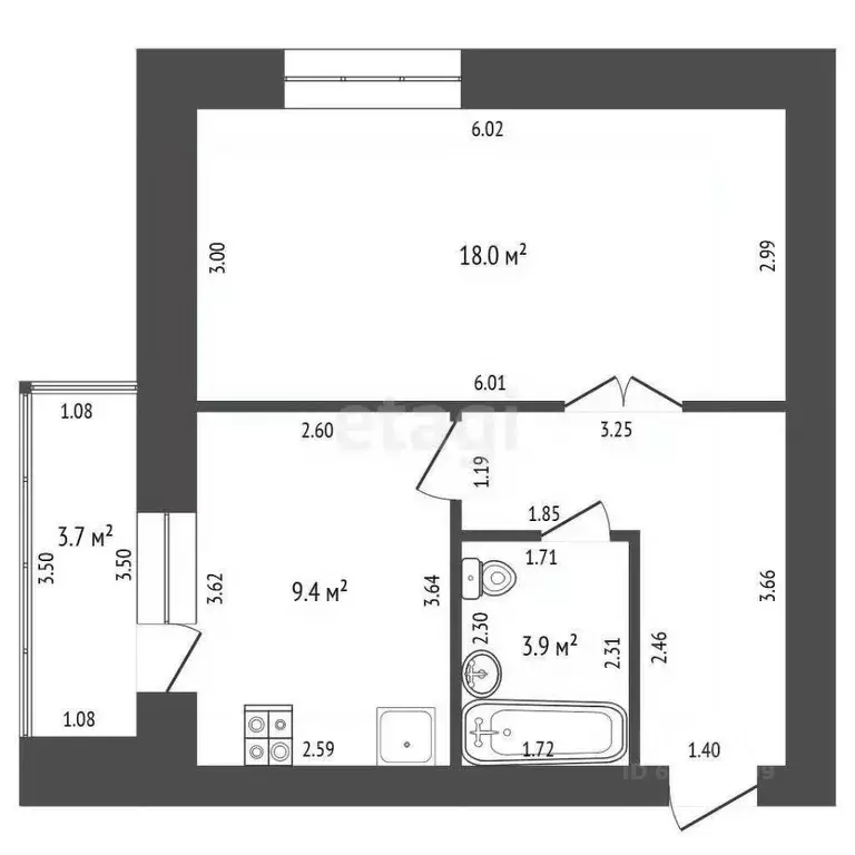 1-к кв. Мордовия, Саранск ул. Победы, 22А (38.0 м) - Фото 2