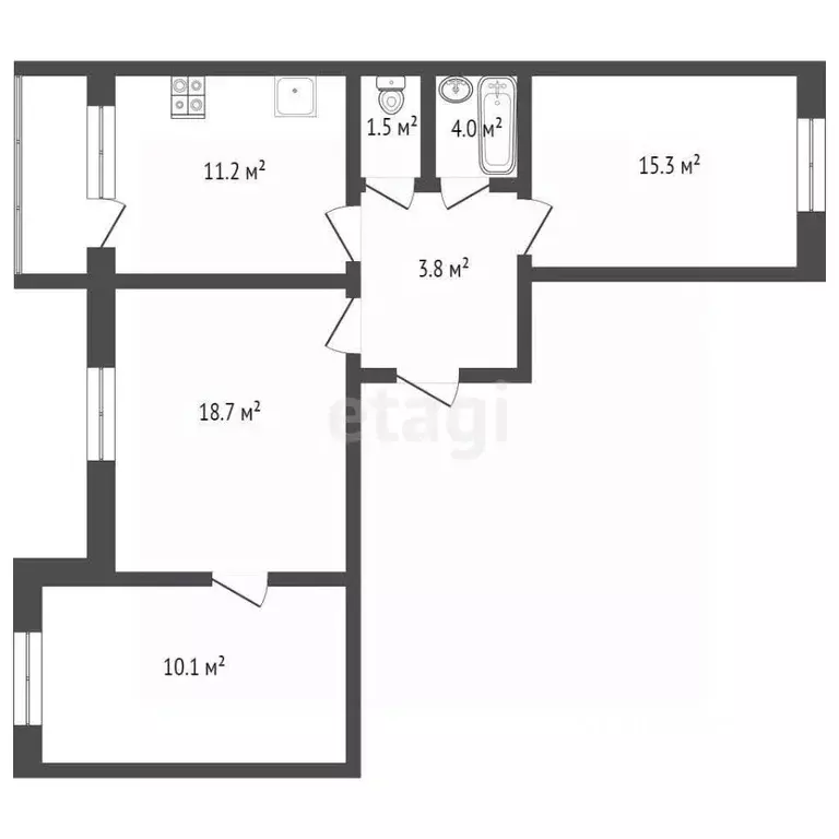 3-к кв. Башкортостан, Стерлитамак ул. Сагитова, 2Д (65.6 м) - Фото 2