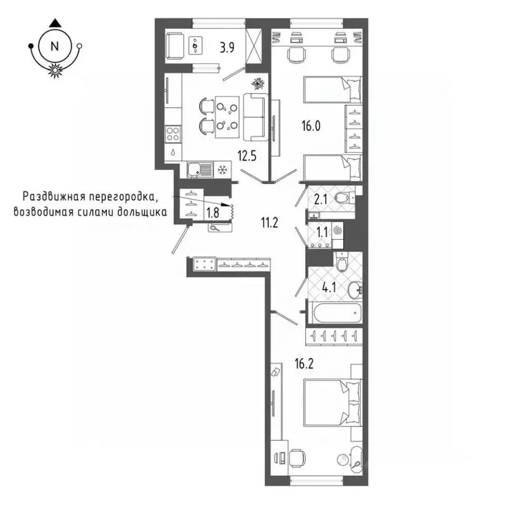 2-к кв. Санкт-Петербург бул. Измайловский, 9 (67.0 м) - Фото 0