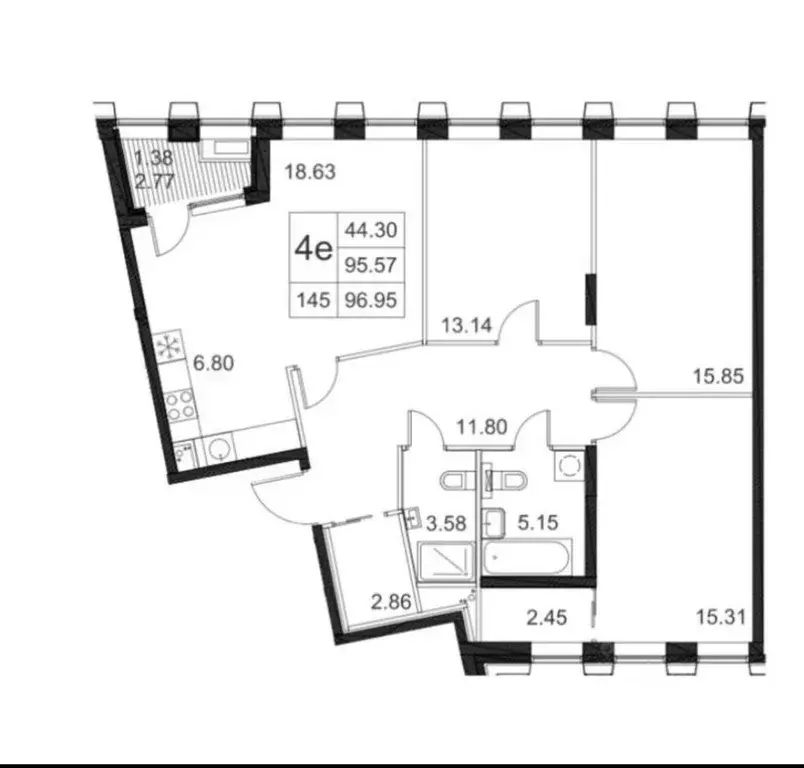 3-к кв. Санкт-Петербург ул. Челюскина, 6 (98.0 м) - Фото 1