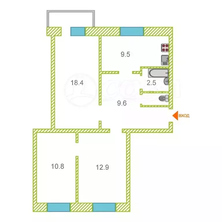 3-комнатная квартира: Ялуторовск, улица Карбышева, 7 (70 м) - Фото 2