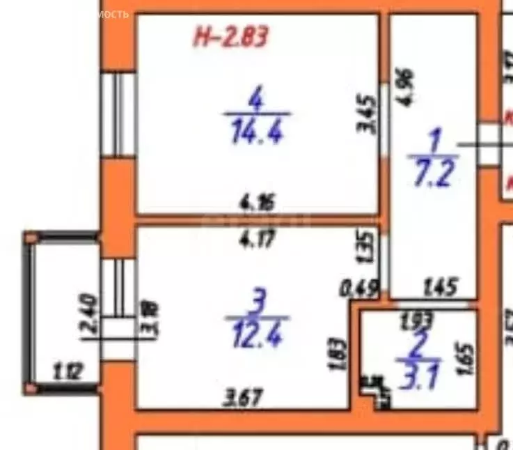 1-комнатная квартира: Владикавказ, улица Хадарцева, 39/3 (37 м) - Фото 1