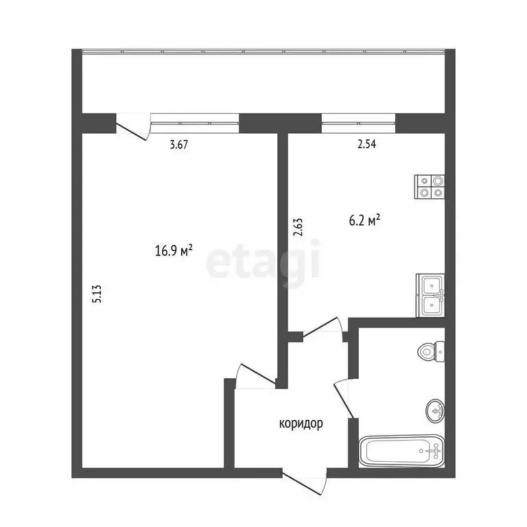 1-комнатная квартира: Тюмень, улица Самарцева, 19В (30.5 м) - Фото 0