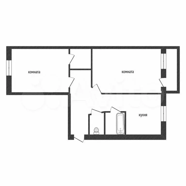2-к. квартира, 45,4 м, 2/5 эт. - Фото 0