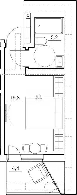 Студия Санкт-Петербург пос. Смолячково, ш. Приморское, 673Б (26.4 м) - Фото 2