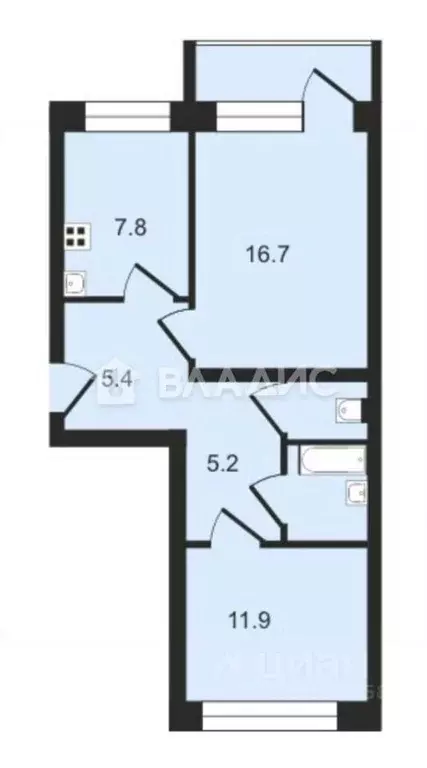 2-к кв. Владимирская область, Владимир ул. Диктора Левитана, 42 (50.9 ... - Фото 1