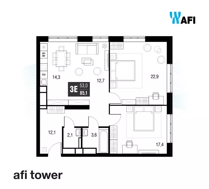 3-комнатная квартира: Москва, проезд Серебрякова, 11к2 (85.1 м) - Фото 1