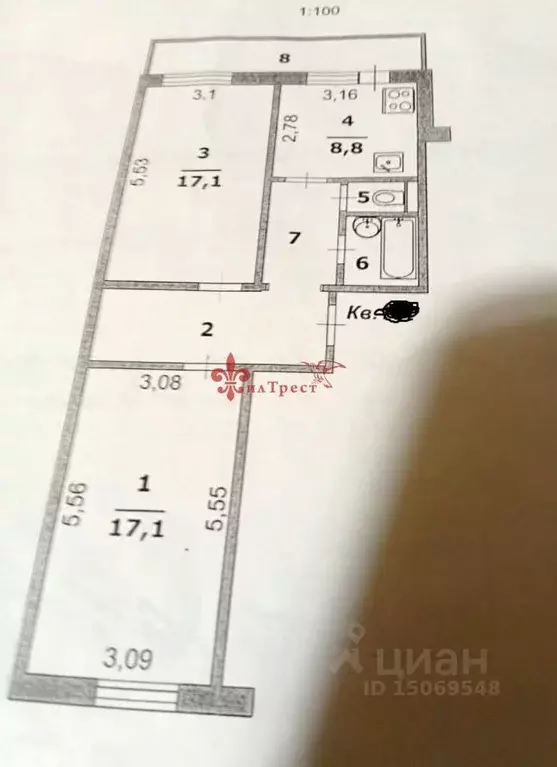 2-к кв. Белгородская область, Белгород ул. Щорса, 53 (58.0 м) - Фото 1