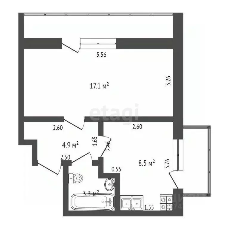 1-к кв. Крым, Красноперекопск ул. Калинина, 6 (34.7 м) - Фото 1