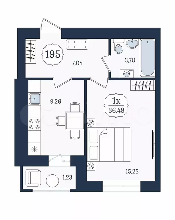 1-к. квартира, 36,5 м, 2/9 эт. - Фото 1