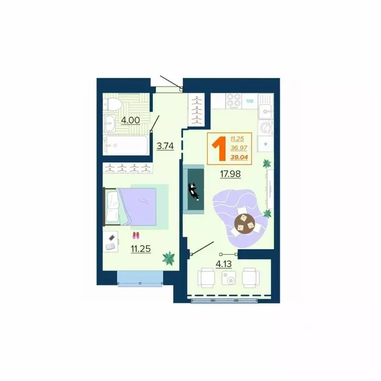 1-к кв. Брянская область, Брянск Московский мкр, Микрорайон Акватория ... - Фото 1