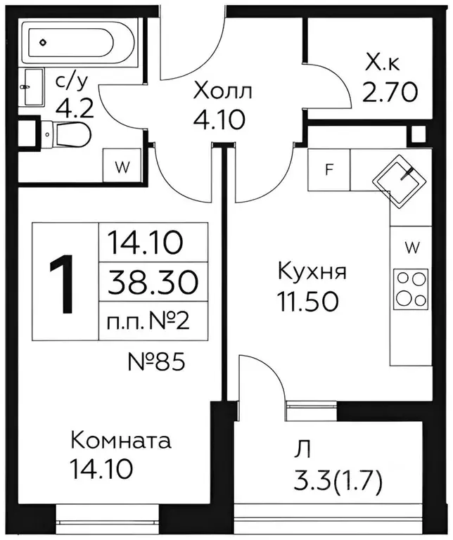 1-к кв. Москва Сосенское поселение, просп. Куприна, 32к2 (36.7 м) - Фото 1